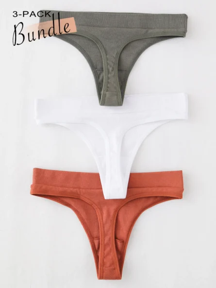 No Show Cotton Thong 3-Pack Bundle