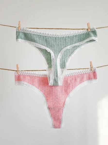 Everyday Lace Cotton Thong 2-Pack Undies