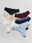 Lace Trim Thong Panty 3/6 pieces